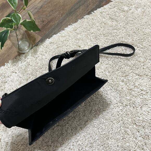 Vintage Fossil Black Leather Double Sided Crossbody Shoulder Bag - Picture 3 of 5